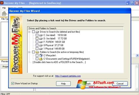Снимка на екрана Recover My Files за Windows 7