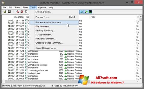 Снимка на екрана Process Monitor за Windows 7