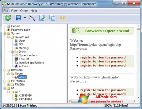 Снимка на екрана Multi Password Recovery за Windows 7