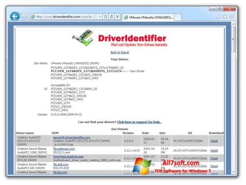 Снимка на екрана Driver Identifier за Windows 7