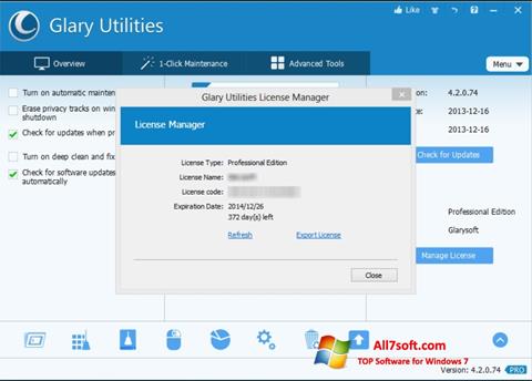 Снимка на екрана Glary Utilities за Windows 7
