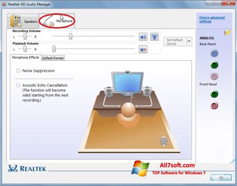 Снимка на екрана Realtek Audio Driver за Windows 7
