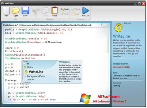 Снимка на екрана Small Basic за Windows 7
