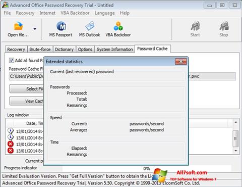 Снимка на екрана Advanced Office Password Recovery за Windows 7