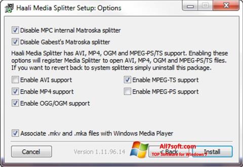 Снимка на екрана Haali Media Splitter за Windows 7
