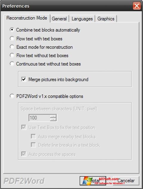 Снимка на екрана PDF2Word за Windows 7