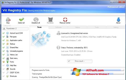 Снимка на екрана Vit Registry Fix за Windows 7