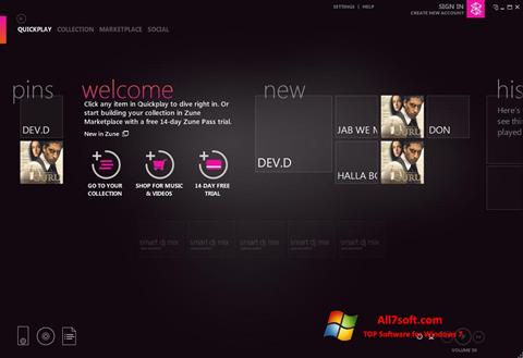 Снимка на екрана Zune за Windows 7
