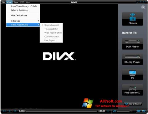 Снимка на екрана DivX Player за Windows 7
