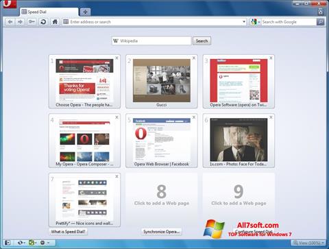 Снимка на екрана Opera за Windows 7