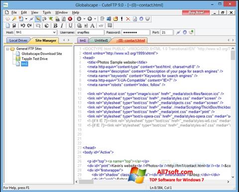 Снимка на екрана CuteFTP за Windows 7