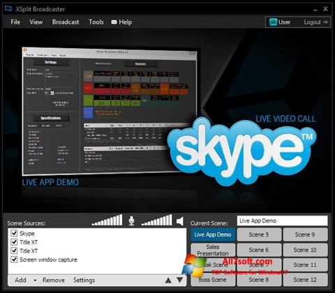 Снимка на екрана XSplit Broadcaster за Windows 7