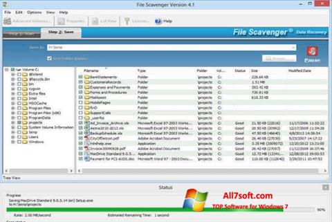 Снимка на екрана File Scavenger за Windows 7
