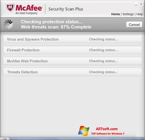 Снимка на екрана McAfee Security Scan Plus за Windows 7