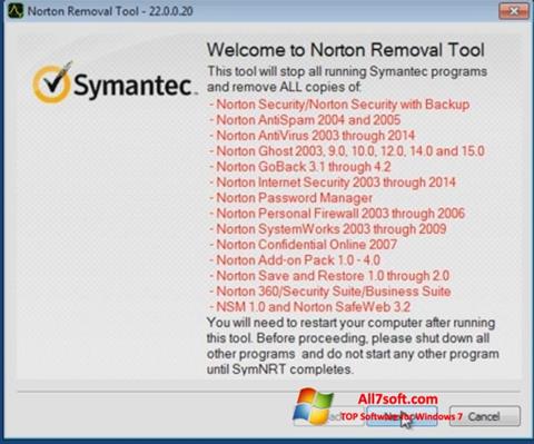 Снимка на екрана Norton Removal Tool за Windows 7