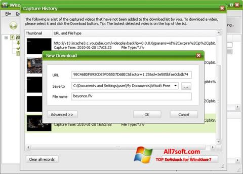 Снимка на екрана Free Video Catcher за Windows 7