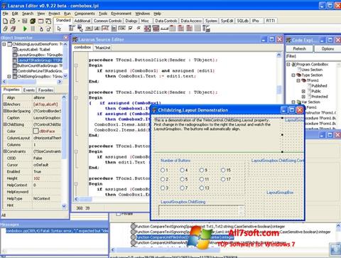 Снимка на екрана Lazarus за Windows 7