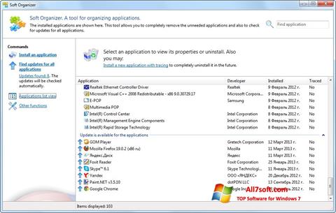 Снимка на екрана Soft Organizer за Windows 7
