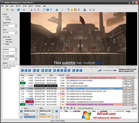 Снимка на екрана Subtitle Workshop за Windows 7