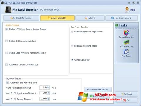 Снимка на екрана Mz RAM Booster за Windows 7