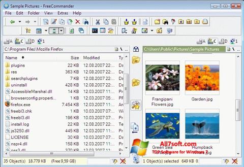 Снимка на екрана FreeCommander за Windows 7