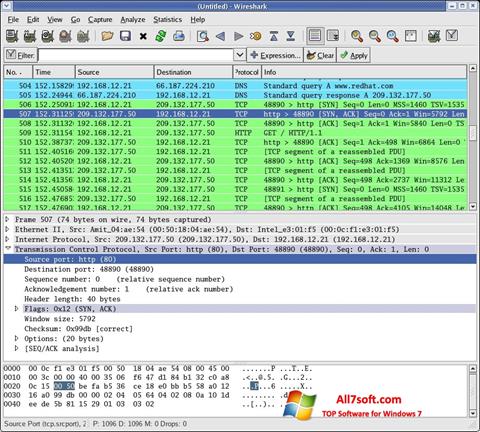 Снимка на екрана Wireshark за Windows 7