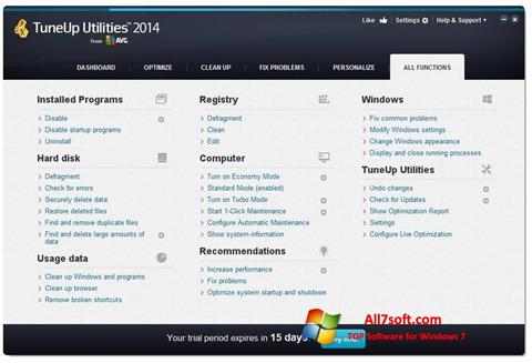 Снимка на екрана TuneUp Utilities за Windows 7