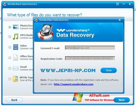 Снимка на екрана Wondershare Data Recovery за Windows 7