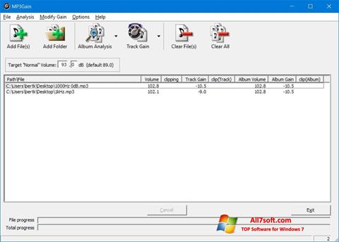 Снимка на екрана MP3Gain за Windows 7
