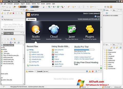 Снимка на екрана Aptana Studio за Windows 7