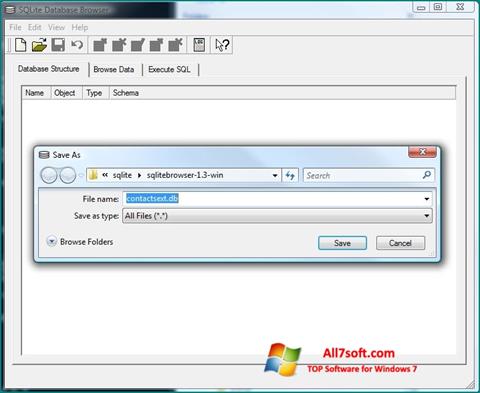 Снимка на екрана SQLite Database Browser за Windows 7