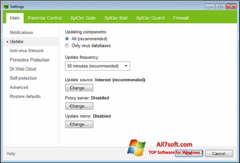 Снимка на екрана Dr.Web Security Space за Windows 7