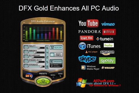 Снимка на екрана DFX Audio Enhancer за Windows 7