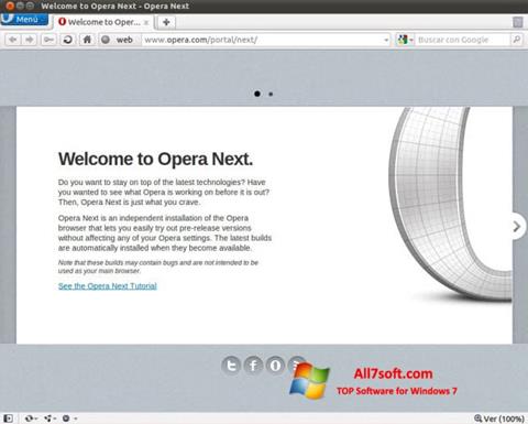 Снимка на екрана Opera Developer за Windows 7