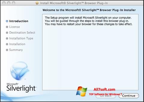 Снимка на екрана Microsoft Silverlight за Windows 7