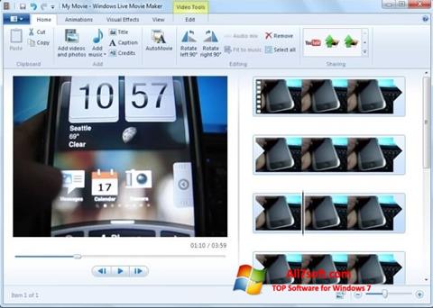 Снимка на екрана Windows Movie Maker за Windows 7