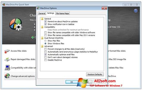 Снимка на екрана MacDrive за Windows 7
