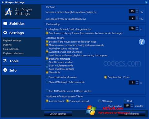 Снимка на екрана ALLPlayer за Windows 7