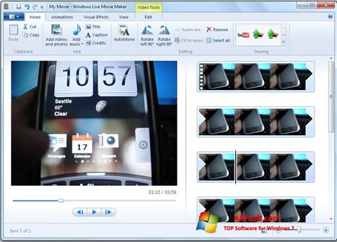 Снимка на екрана Windows Live Movie Maker за Windows 7