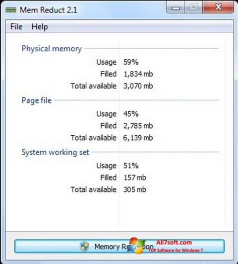 Снимка на екрана Mem Reduct за Windows 7