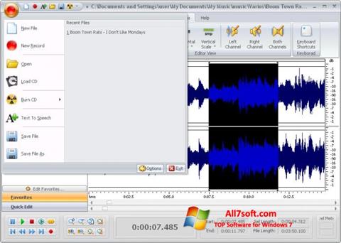 Снимка на екрана Free Audio Editor за Windows 7
