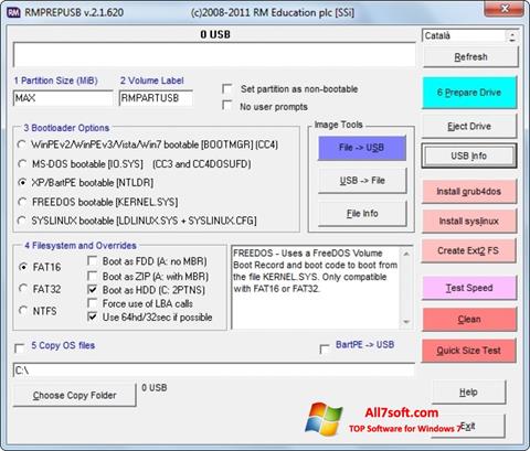 Снимка на екрана RMPrepUSB за Windows 7