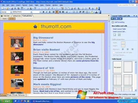 Снимка на екрана Microsoft FrontPage за Windows 7