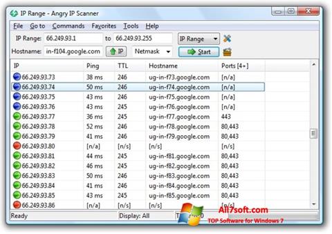 Снимка на екрана Angry IP Scanner за Windows 7