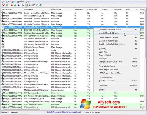 Снимка на екрана USB Manager за Windows 7