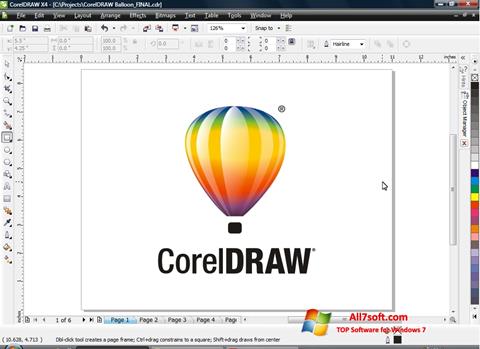 Снимка на екрана CorelDRAW за Windows 7