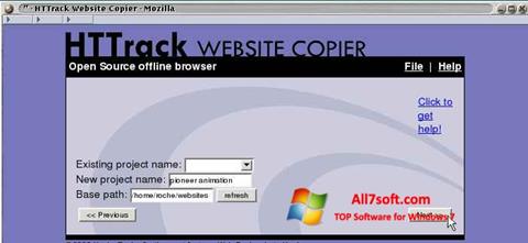 Снимка на екрана HTTrack Website Copier за Windows 7