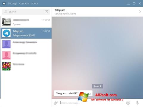 Снимка на екрана Telegram Desktop за Windows 7