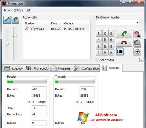 Снимка на екрана PhonerLite за Windows 7