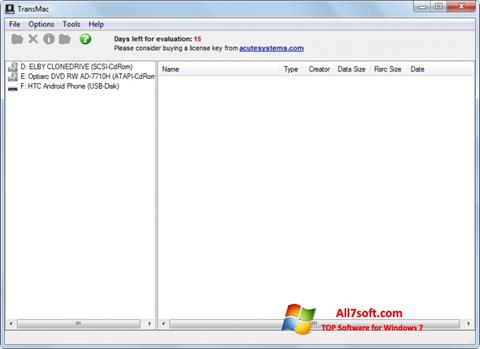 Снимка на екрана TransMac за Windows 7